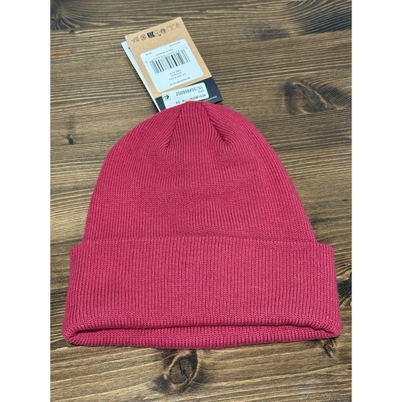 The North Face Beanie Adult Beetroot Red Large Logo Box Hat TNF One Size NWT - Picture 3 of 4